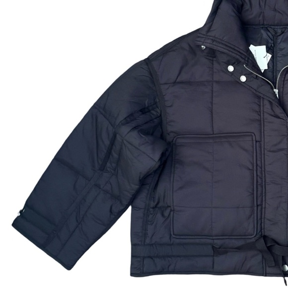 ZARA • Black Puffer Water Repellent Anorak ZW Collection Jacket Coat - Picture 7 of 12